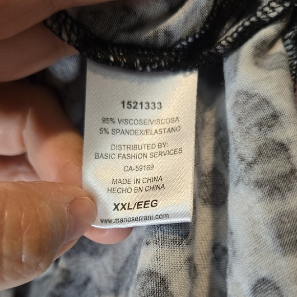 Mario Serrani Light Weight Black and Gray Animal Print Long Sleeve Tee Women XXL - Picture 5 of 6